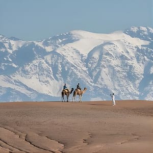 Agafay Camel Ride & Ourika Valley in Atlas mountains at Marrakesh