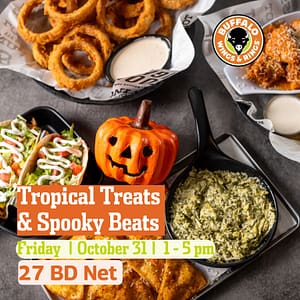 Tropical treats & Spooky Beats Brunch at Buffalo Wings & Rings